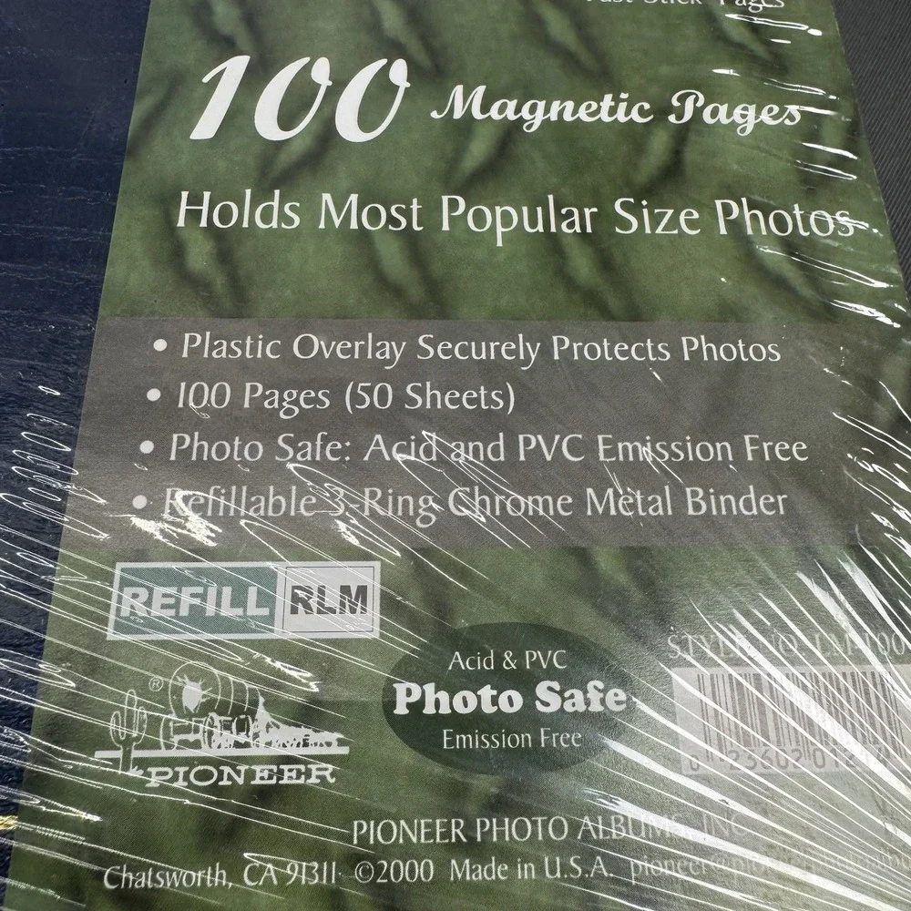 Pioneer Blue Leatherette Photo Album 100 Magnetic Fast Stick 50 Sheets 3 Ring